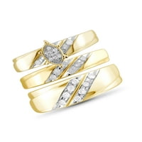 JewelersClub Trio Diamond Rings For Women - Карат бел дијамантски прстен накит - 14к злато позлатени сребрени трио бендови за жени - Трио прстен поставен од JewelersClub