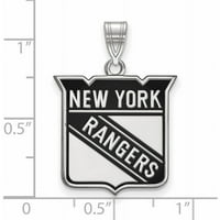 Логорт НХЛ Newујорк Ренџерс Стерлинг Сребрен голем приврзок за емајл
