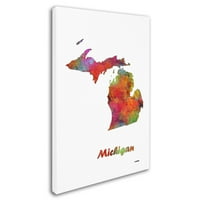 Трговска марка ликовна уметност Државна мапа во Мичиген-1 Канвас уметност од Марлен Вотсон
