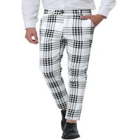 Уникатни поволни цени за машка карирана тенок фиб рамни предни деловни панталони со џебови