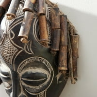 Декод рачно изработено кафеава кора од кора и баобаб дрво Чокве маски со декор на wallидови за коса со јаже,