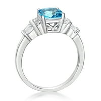 Jayеј срцето дизајнира стерлинг сребрен оригинален швајцарски сина топаз и создаде бел сафир прстен