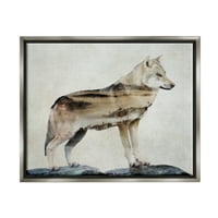 Слупел волк силуета шума природна глетка животни и инсекти Сликање сив пловиј врамен уметнички печатен wallид