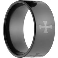 Рамен црн циркониум прстен со ласерски келтски крст