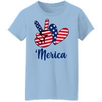 Американско збирка на срцето на знаме женска 4 -ми јули Патриотска САД дама графичка маица - „Мирика мировен
