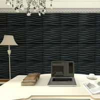 Art3d Design Black Bave V 19. in. 19. in. PVC 3D Wallиден панел