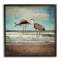 Студената индустрија Клучна надреална риба птици животни плажа на плажа врамена wallидна уметност, 24, дизајн