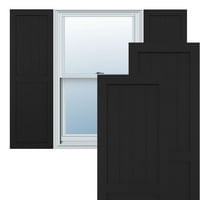 Ekena Millwork 18 W 26 H TRUE FIT PVC Farmhouse Flat Panel комбинација фиксни ролетни за монтирање, црна