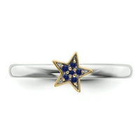 Стабилни изрази Стерлинг сребрена златна позлатена лабораторија креираше прстен на Sapphвезда со сафир