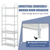Полје за книги за книги Aukfa, метална книжарница гроздобер решетка за складирање за дневна соба, спална соба
