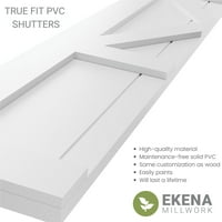 Ekena Millwork 15 W 36 H True Fit PVC Center X-Board Farmhouse Fixed Mount Sulters, Hailstorm Grey