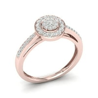 1 4CT TDW Diamond 10K Rose Gold Round Round Round Halo Engagement Ring