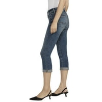Co. Silver Jeans Co. Women'sенски суки средно издигнување Капри, големини на половината 24-34