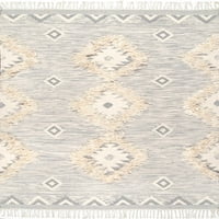 Нулум Савана Мароканска рабна област килим, 6 '9', светло сива боја