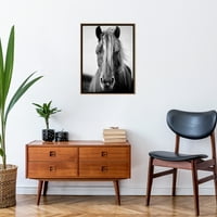 Страттон дома декор црно -бел диви коњ врамени платно wallидна уметност