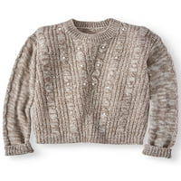Пинк Ангел Девојки Перл кабел плетен џемпер, големини 4-16