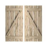Ekena Millwork 1 2 W 44 H Rustic Four Board Spaced Board-N-Batten Pecky Cypress Faa Wood Slutters W Z-Board,