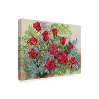 Трговска марка ликовна уметност „Црвени рози со Евергринс„ Канвас уметност “од anоан Портер