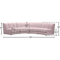 Меридијански мебел бесконечност розова кадифе 4 парчиња. Модуларен пресек