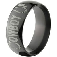 Полу-круг црн циркониумски прстен со каубојски до ласерски дизајн