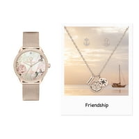 Време и време Пријателство 7145R-40-Е тркалезна женска возрасна часовник, обетка и приврзоци за шарм на приврзоци