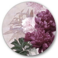 Дизајн Антички розови и виолетови цвеќиња I 'Традиционална метална wallидна уметност на кругот - диск од 23