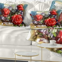 DesignArt Голем состав на црвени рози - перница за цвеќиња за фрлање - 12x20