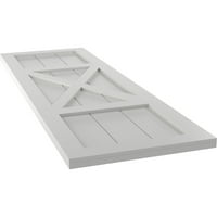 Ekena Millwork 15 W 80 H True Fit PVC Center X-Board Farmhouse Fixed Mount Sulters, Hailstorm Grey