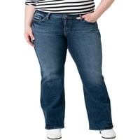 Сребрени фармерки копродукции жени плус големина суки средно издигнување тенок фармерки за подигање