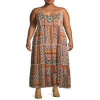 Романтичен цигански женски плус големина на миди фустан со облик на очен