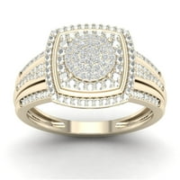 1 10CT TDW Diamond 10K розово злато кластер двојно ореолски прстен