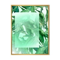 DesignArt 'Тропски палми зелени лисја под бел правоаголник' Наутички и крајбрежен врамен платно wallид уметност