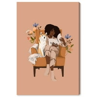 Wynwood Studio Fashion and Glam Canvas Art Print 'Elegant Reading Pare' Моден начин на живот - кафеава, бела