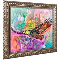 Трговска марка ликовна уметност орел платно уметност од Дин Русо, златна украсна рамка