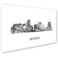 Трговска марка ликовна уметност „Мајами Флорида Скајлин wb-bw“ платно уметност од Марлен Вотсон