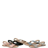 Brinley Co. Womensенски Scalloped Cross Strap Sandal