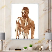 DesignArt 'Портрет на згоден африкански човек на бело II' модерна врамена платно wallидна уметност печатење