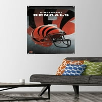 Синсинати Бенгалс - постер за wallидови со шлем со пинови за притисок, 22.375 34