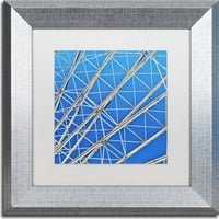 Трговска марка ликовна уметност геометрија-апстрактна платно уметност од Кејтис, бела мат, сребрена рамка