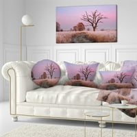 Дизајнрт самовила есенско изгрејсонце со осамено дрво - пејзаж печатена перница за фрлање - 12x20