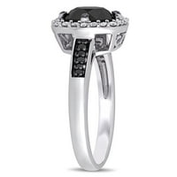 Миабела 1- Карат Т.В. Црн и бел дијамант 14к прстен за ангажман на бело злато ореол