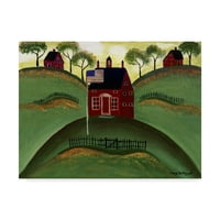 Трговска марка ликовна уметност „црвена училишна куќа штала“ платно уметност од Шерил Бартли