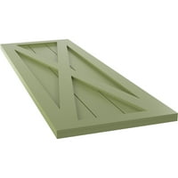 Ekena Millwork 15 W 71 H TRUE FIT PVC SINE X-BOARDER FERMONE FIXED MONTING SLULTERS, MOSS GREEN