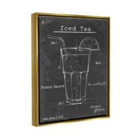 Sumn Industries Iced чај патент дијаграм пијалок графичка уметност металик злато лебдечки врамени платно печатење