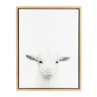 Кејт и Лорел Силви Бебе коза црно -бел портрет врамен платно wallидна уметност од Симон Те Таи, природно