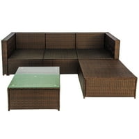 Мебел за мебел за внатрешен двор постави плетен тросед, сет за мебел во форма на Aukfa L, салон и loveубовно