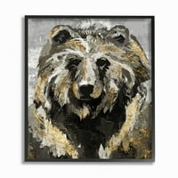 Tupleple Industries Bear Bear Callage Grey Gold Design Rramed Wall Art од Main Line Studio