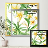 DesignArt 'Yellowолти цвеќиња и тропско зеленило x' Традиционално врамен уметнички принт