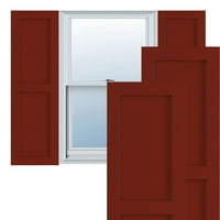 Ekena Millwork 15 W 49 H TRUE FIT PVC Две еднакви ролетни со рамен панел, црвена пиперка