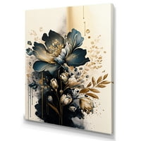 Designart Black and Gold Peruian Lily Canvas Wallидна уметност